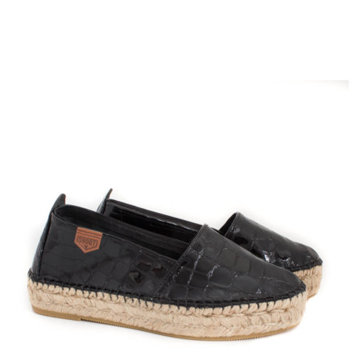Casual Leather- Patent Black Croc