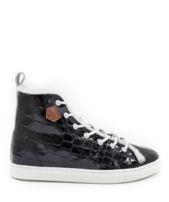 Sneakers Unisex Patent Black Croc Sheepskin
