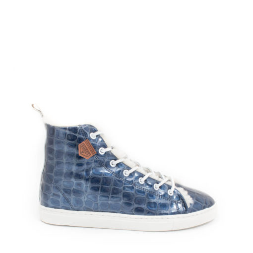 Sneakers Unisex Patent Blue Croc Sheepskin