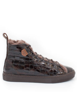 Sneakers Unisex Patent Brown Croc Sheepskin