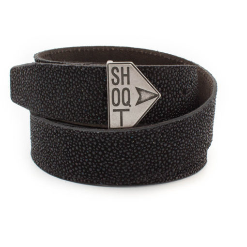 Leather Belt with Shoqt Buckle- Cristal Black - Image 2