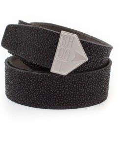 Leather Belt with Shoqt Buckle- Cristal Black