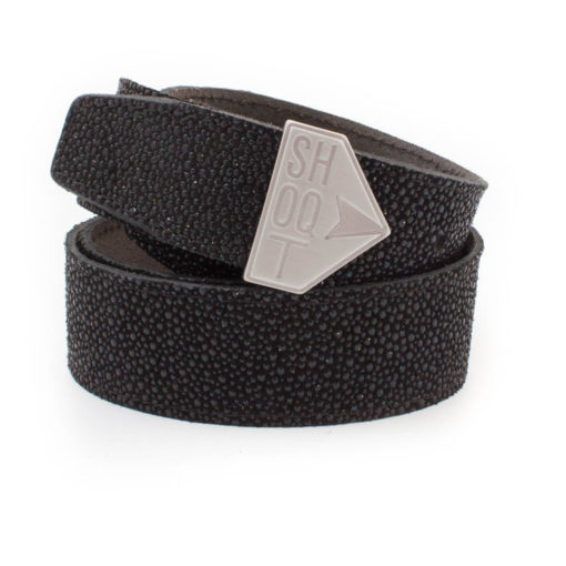 Leather Belt with Shoqt Buckle- Cristal Black