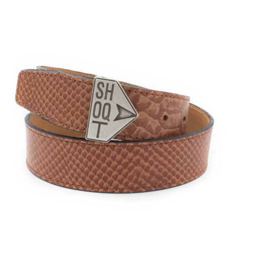 Leather Belt with Shoqt Buckle- Iguana Brown - Image 2