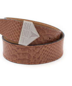 Leather Belt with Shoqt Buckle- Iguana Brown