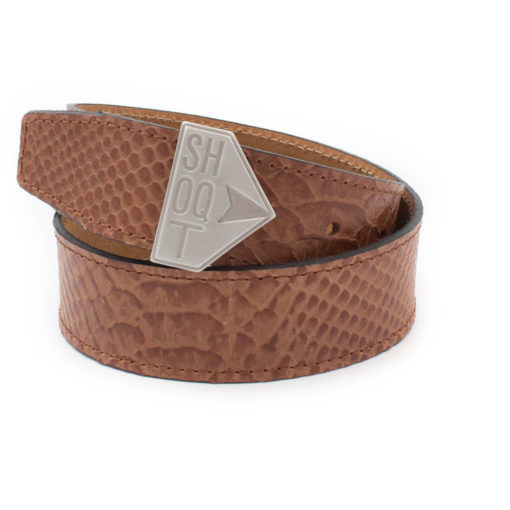 Leather Belt with Shoqt Buckle- Iguana Brown