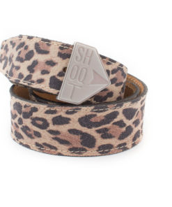 Leather Belt with Shoqt Buckle- Leopard