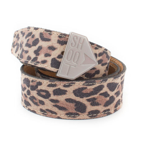 Leather Belt with Shoqt Buckle- Leopard