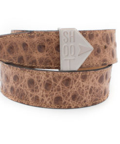 Leather Belt with Shoqt Buckle- Ostrich Camel