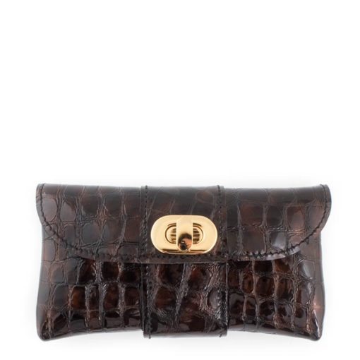 Gürteltasche- Krokolack Braun